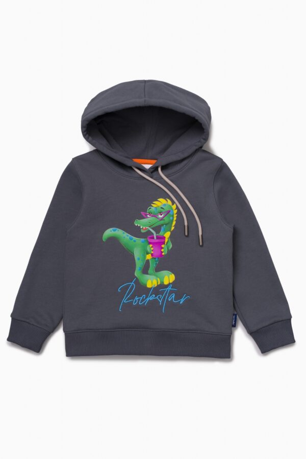 Худи. Графит с динозавром 