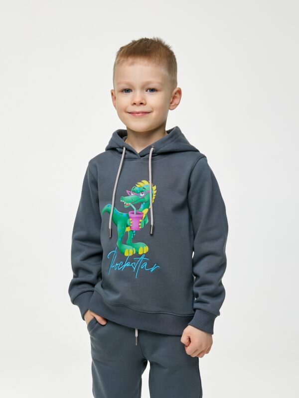 Худи. Графит с динозавром 