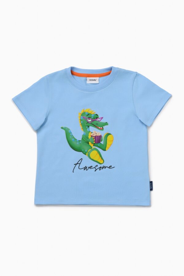 Футболка. Голубая с динозавром 