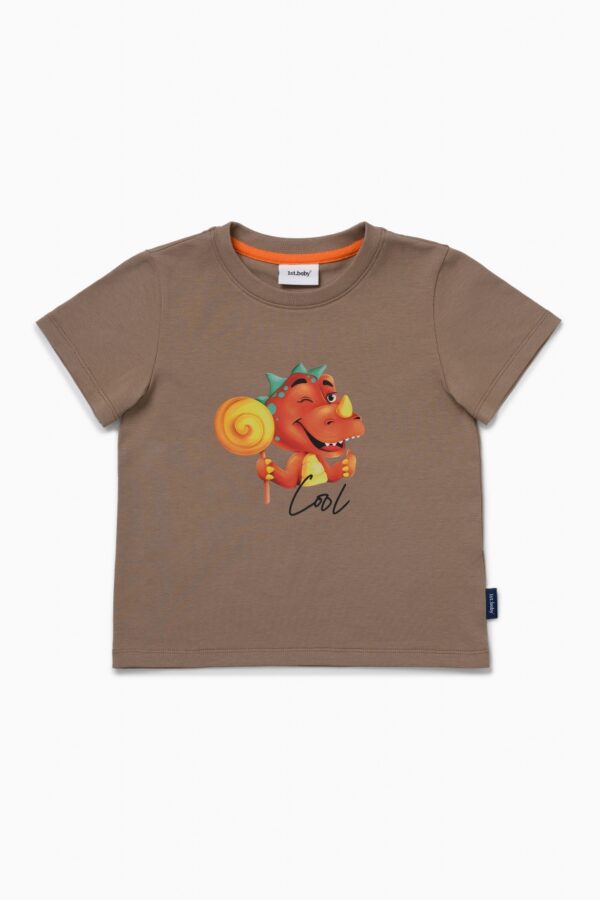 Футболка. Бежевая с динозавром 
