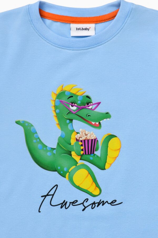 Футболка. Голубая с динозавром 