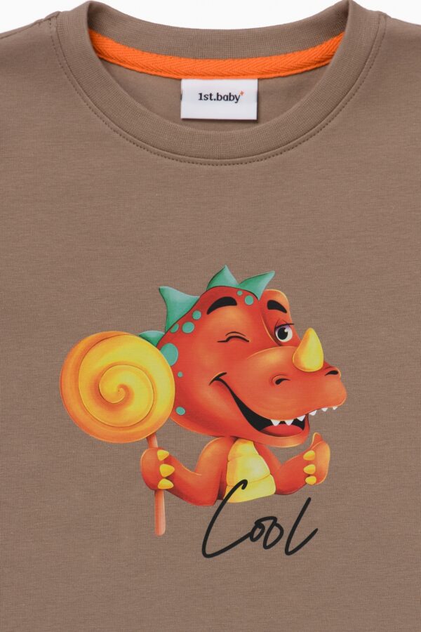 Футболка. Бежевая с динозавром 