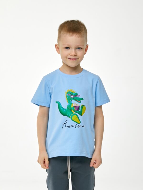 Футболка. Голубая с динозавром 