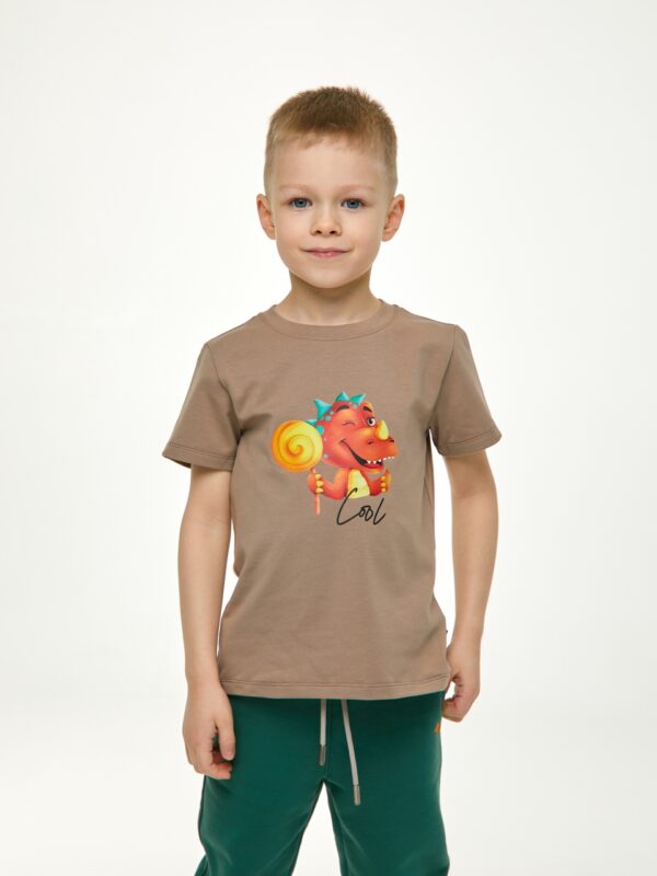 Футболка. Бежевая с динозавром 