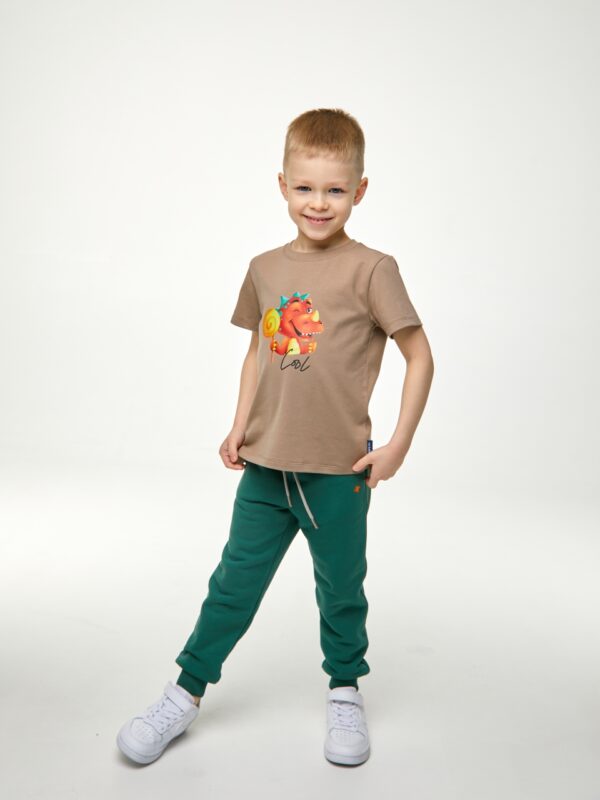 Футболка. Бежевая с динозавром 